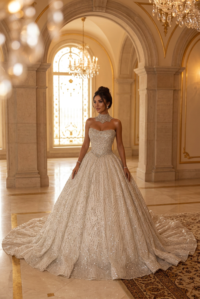 Diamante wedding gown by DILWIEN BRIDAL