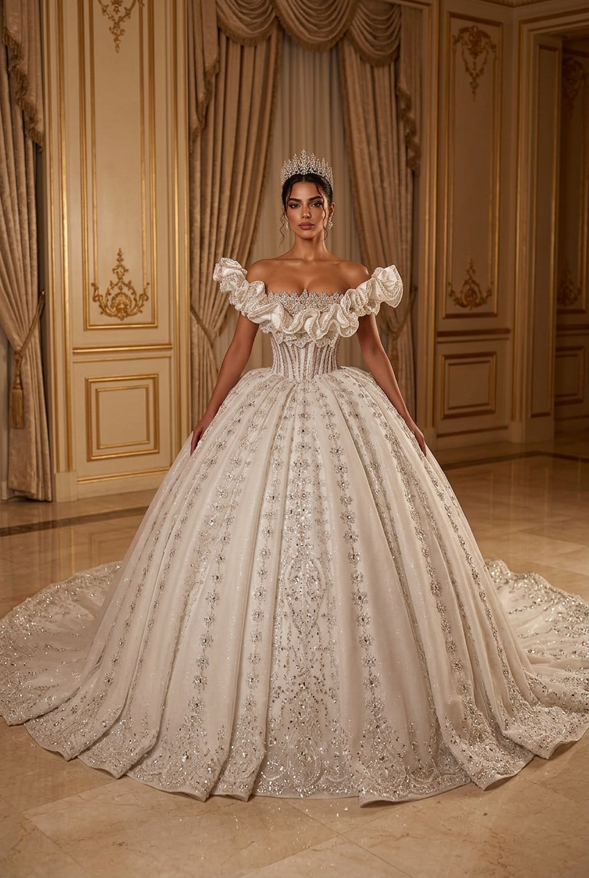 Étoile wedding gown by DILWIEN BRIDAL